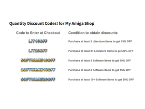 Quantity Discount Codes! for My Amiga Shop