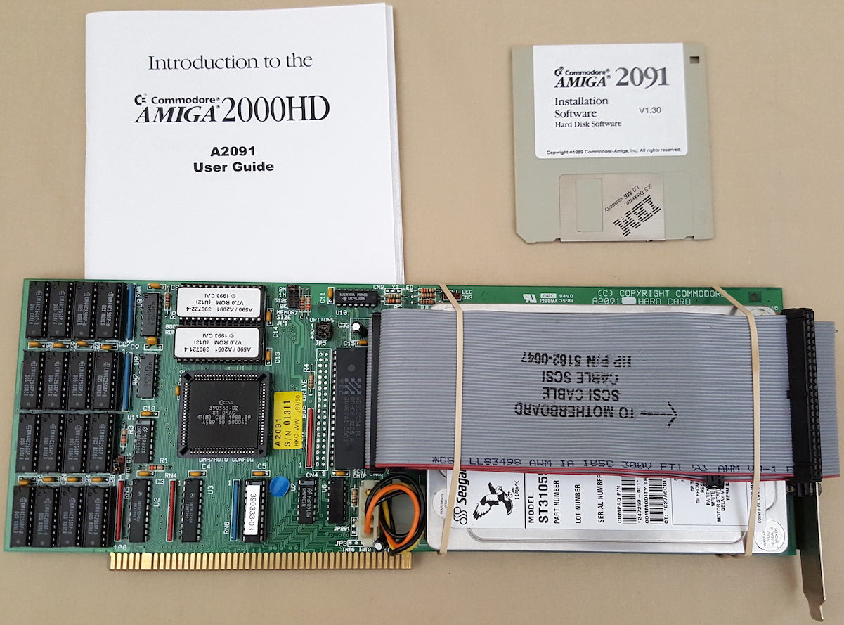 A2091 SCSI Controller w/1.0gb Harddrive 2MB RAM 7.0 ROMs rev