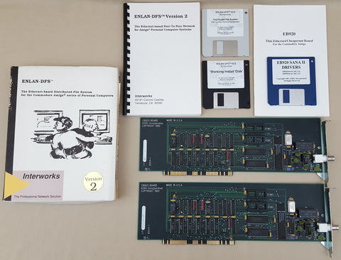 ENLAN-DFS & (2)EB920 ASDG Network Card NIC's for Amiga 2000 2500 3000(T) 4000(T)