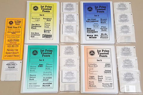 1st Prize Toasted Fonts Sets 1-5 ©1991 Allied Studios for Commodore Amiga Video Toaster