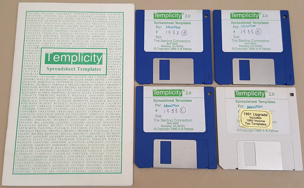 Commodre Template Templicity v2.0 MaxiPlan Spreadsheet Templates - 1990 The Sterling Con ...