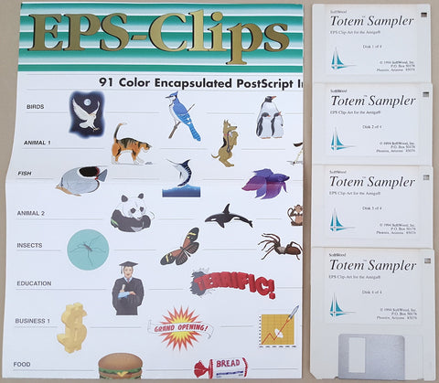 Totem Sampler - 90 EPS Color Clip-Art - 1994 SoftWood for Commodore Amiga