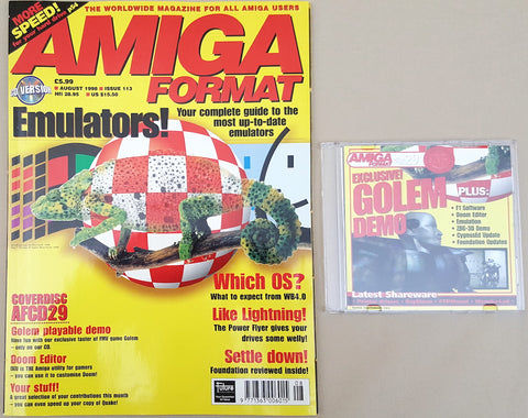 Amiga Format Magazine w/CD - August 1998 Emulators Golem Doom Editor Iconian +MORE